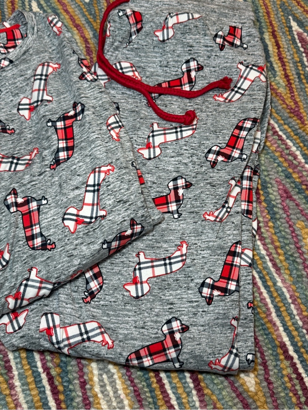 ▪️♥️🐶 ASOS Chelsea Peers Grey Plaid Dachshund Doxie Dog Pajama Set 🐶♥️▪️ - Picture 4 of 6